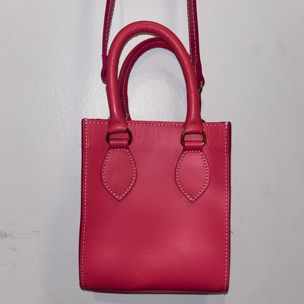 Anna Paola Barbie Pink Handmade Leather Mini Crossbody